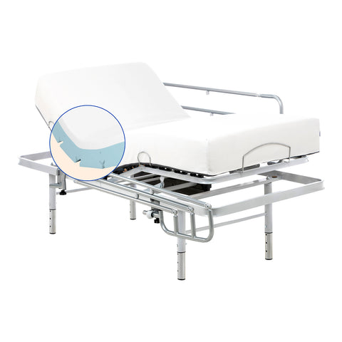 Geriafy - Pack Letto ortopedico elettrico | Materasso Visco Tencel (90x190 cm - Telecomando, Gambe regolabili + Sponde letto)