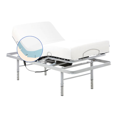 Pack letto ospedaliero regolabile in altezza con materasso memory foam Tencel - 105x190 cm