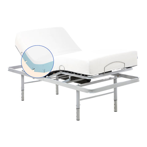 Geriafy - Pack Letto ortopedico elettrico | Materasso Visco Tencel (90x190 cm - Telecomando, Gambe regolabili)