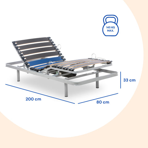 Letto ortopedico elettrico compatto | Telecomando Wireless - 80x200 cm