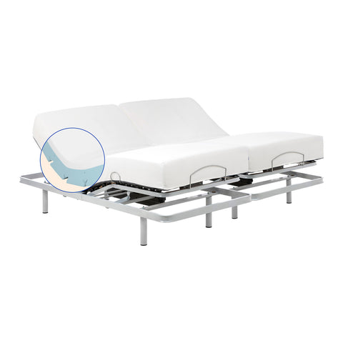 Letti elettrici matrimoniali con materasso in memory foam con fodera Tencel (180x190 cm, telecomando wireless)