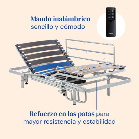 Pack Letto Ortopedico con Materasso Impermeabile Alta resilienza Origin HR | Telecomando wireless (80x190 cm, sponde)