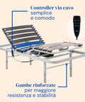 Letto elettrico con gambe regolabili e comando via cavo