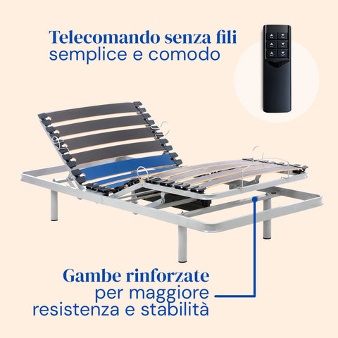 Geriafy - Pack Letto ortopedico elettrico | Materasso Visco Tencel (90x190 cm - Telecomando, Gambe fisse + Sponde letto)
